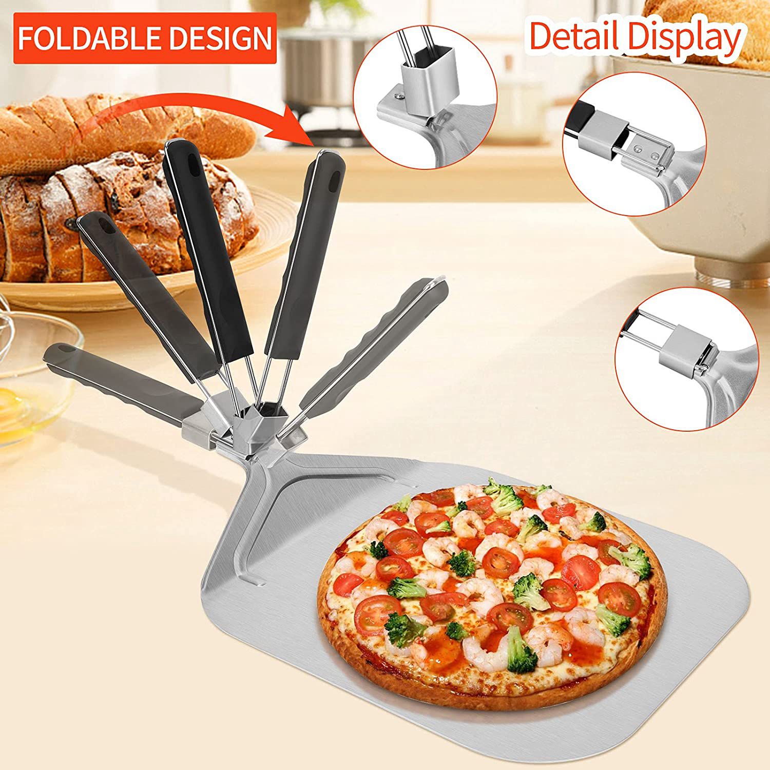 Pizza Stone Baking - WSFS! Składana aluminiowa łopatka do pizzy